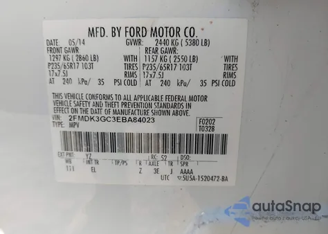 2014 Ford Edge Se from USA, damaged, VIN 2FMDK3GC3EBA84023